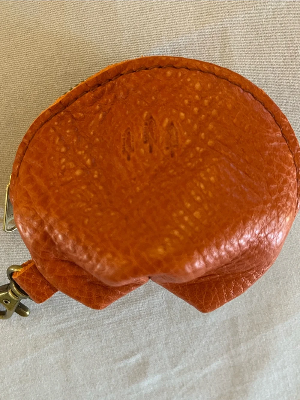 Portland Leather Fortune Cookie Orange Coin Pouch Key Clip